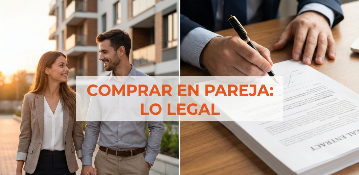 Pareja joven revisando documentos legales para comprar vivienda juntos - AMABIT