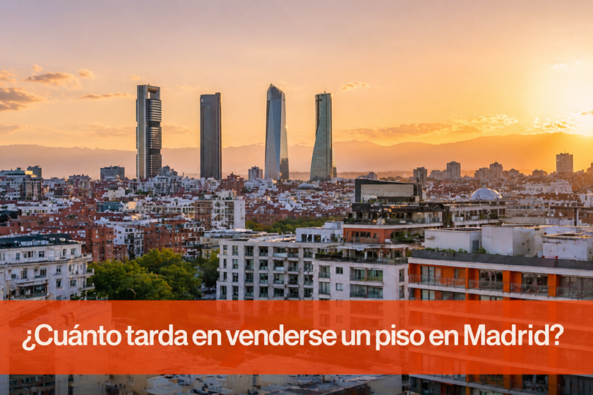 Vista panorámica de Madrid con edificios residenciales representando los tiempos de venta de vivienda por distritos en 2026